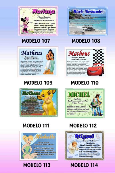 Mostruário de significado de nomes